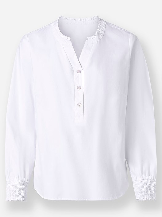 Creation L White Ruffle Trim Blouse