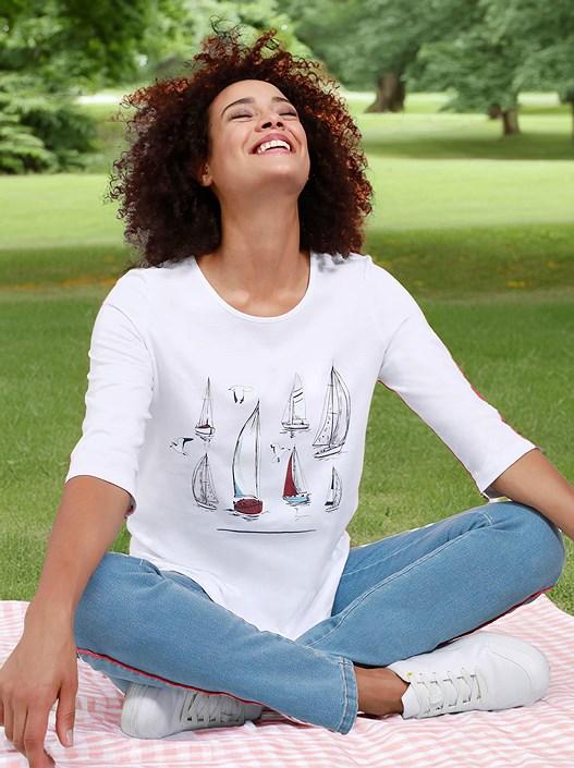 Creation L White Sailboat Motif Top