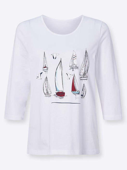 Creation L White Sailboat Motif Top