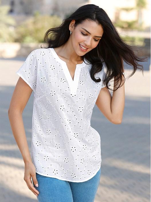 creation l White Short-sleeved Blouse