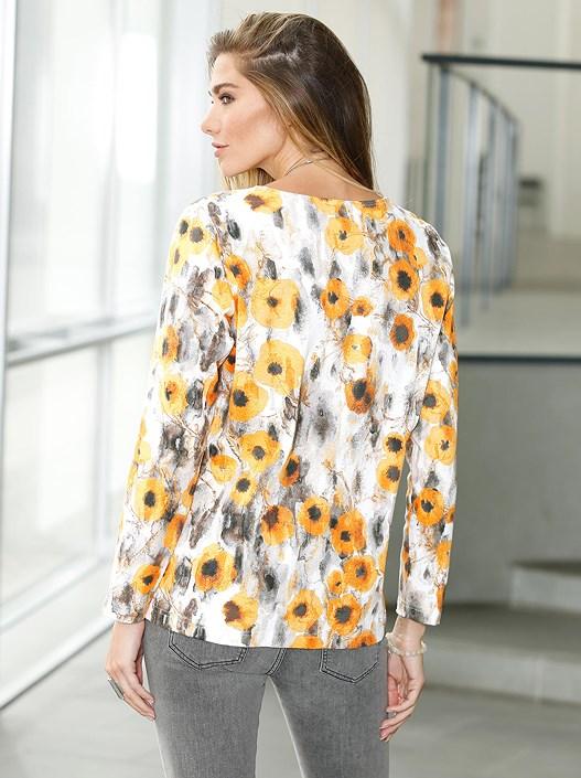 Creation L Yellow-Printed Long Sleeve Floral Shirt