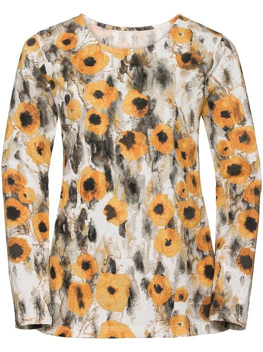 Creation L Yellow-Printed Long Sleeve Floral Shirt