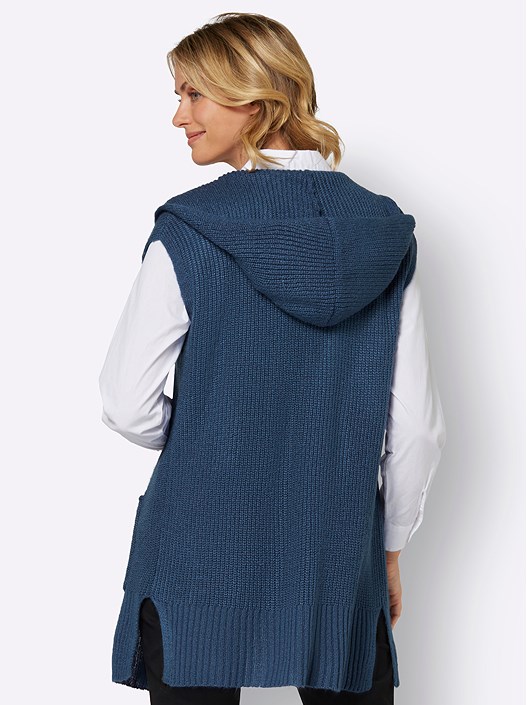 Creation L Denim Blue Long Ribbed Knit Vest From Creation L