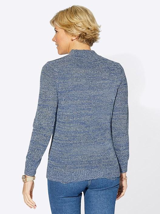 Creation L Denim Blue-Mottled Mix Print Sweater From Creation L