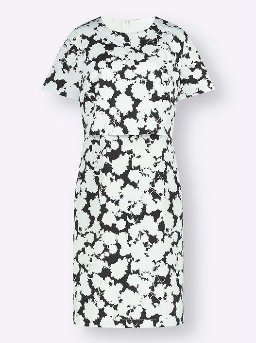 Creation L Ecru-Black-Printed Floral Layered Look Dress From Creation L