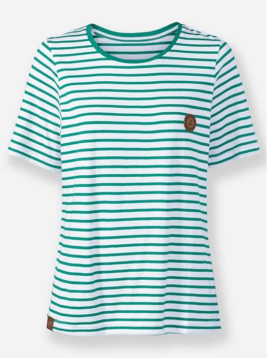 Creation L Emerald-White-Striped Classic Striped Shirt