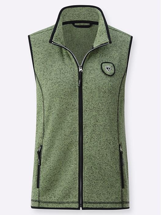 Creation L Eucalyptus-Black-Patterned Heather Fleece Vest