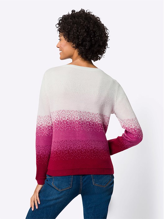 Creation L Fuchsia-Ecru-Patterned Sweater From Creation L