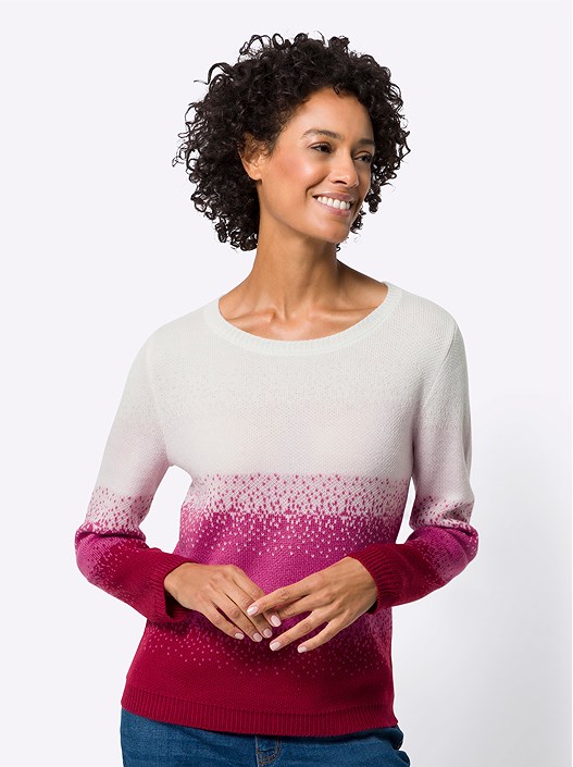 Creation L Fuchsia-Ecru-Patterned Sweater From Creation L