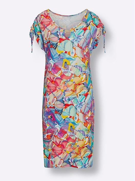 Creation L Fuchsia-Turquoise-Printed Keyhole Printed Beach Dress From Creation L