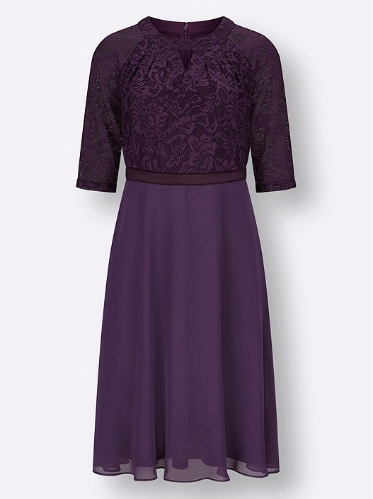 Creation L Grape Lace Panel Chiffon Dress From Creation L