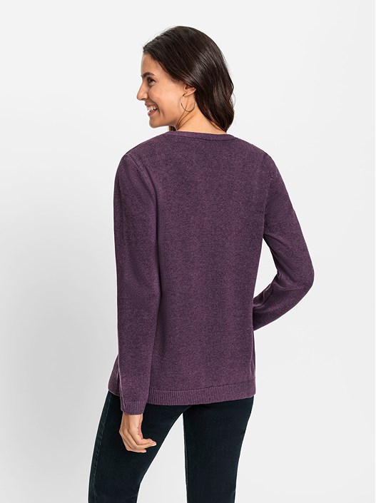 Creation L Grape-Mottled Wave Hem Cardigan From Creation L