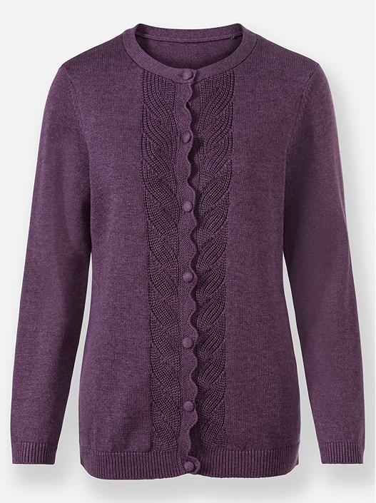 Creation L Grape-Mottled Wave Hem Cardigan From Creation L