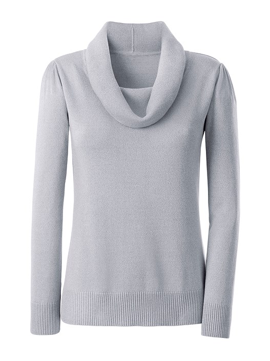 Creation L Grey-Mottled Cozy Cowl Neck Sweater From Creation L