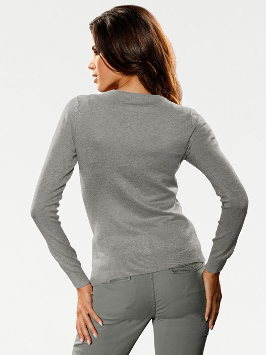 Creation L Grey-Mottled V-Neck Button Up Cardigan From Creation L