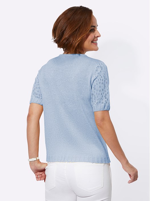 Creation L Ice Blue Ajour Short Sleeve Sweater From Creation L