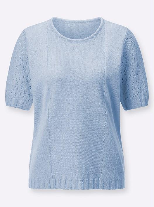 Creation L Ice Blue Ajour Short Sleeve Sweater From Creation L