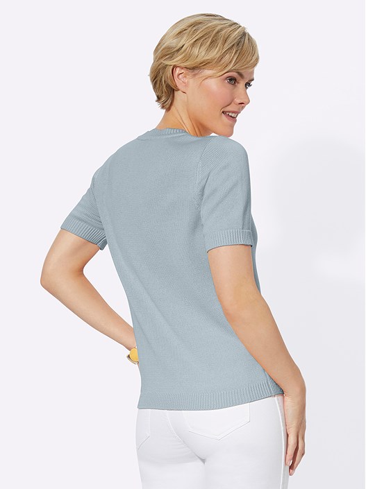 Creation L Ice Blue Ribbed Short Sleeve Sweater From Creation L