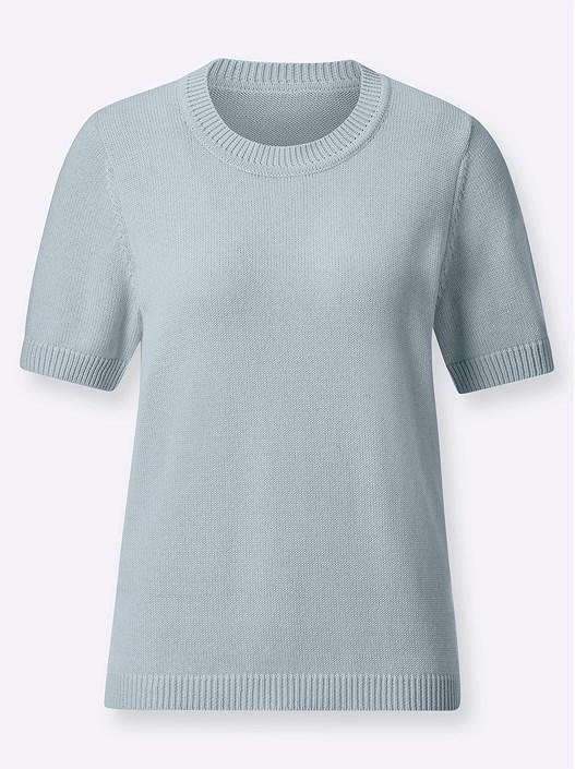 Creation L Ice Blue Ribbed Short Sleeve Sweater From Creation L