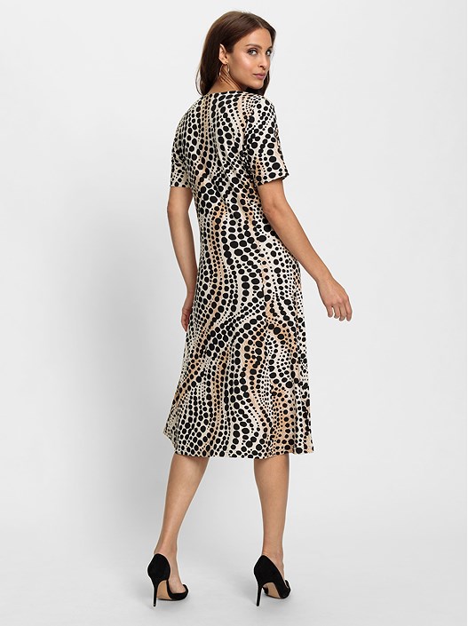 Creation L Ivory-Black-Printed Printed Jersey Dress From Creation L
