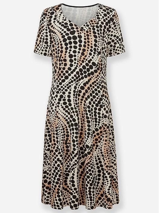 Creation L Ivory-Black-Printed Printed Jersey Dress From Creation L