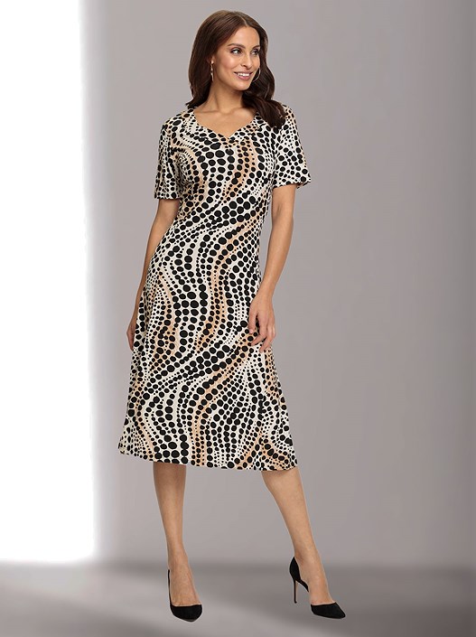 Creation L Ivory-Black-Printed Printed Jersey Dress From Creation L