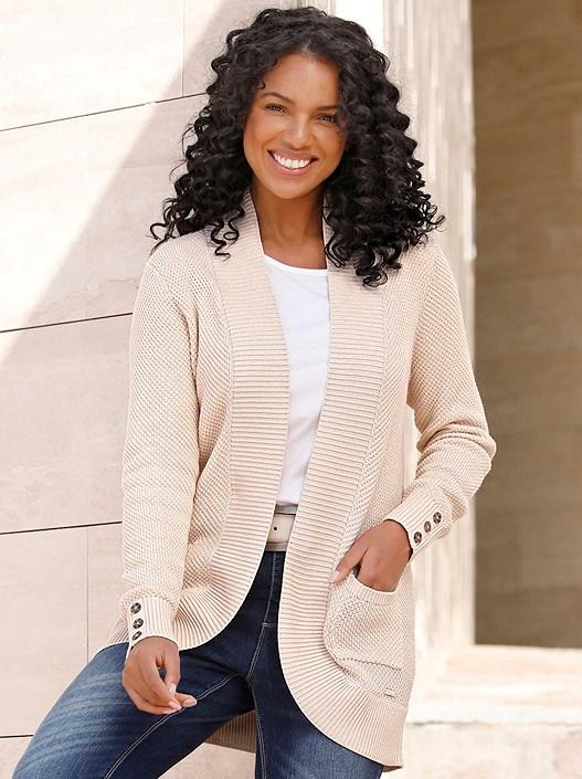 creation l Ivory Rounded Edge Cardigan from creation L
