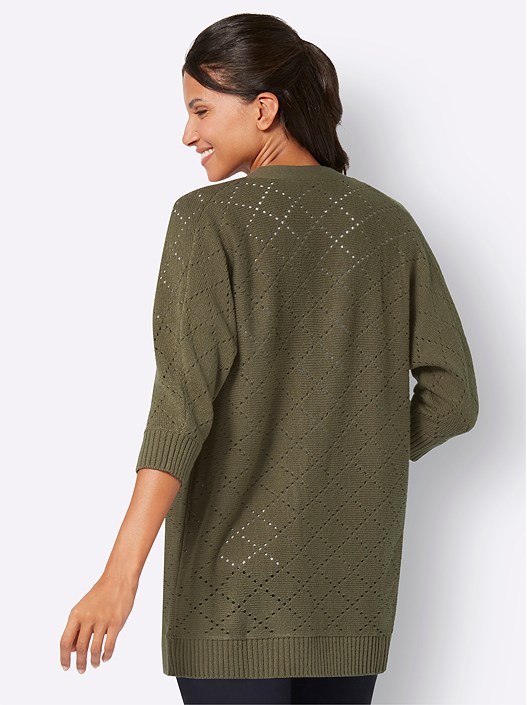 Creation L Khaki Diamond Knit Cardigan From Creation L