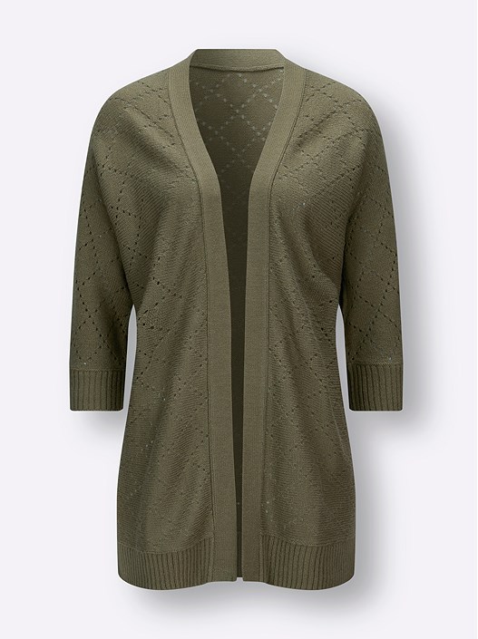 Creation L Khaki Diamond Knit Cardigan From Creation L