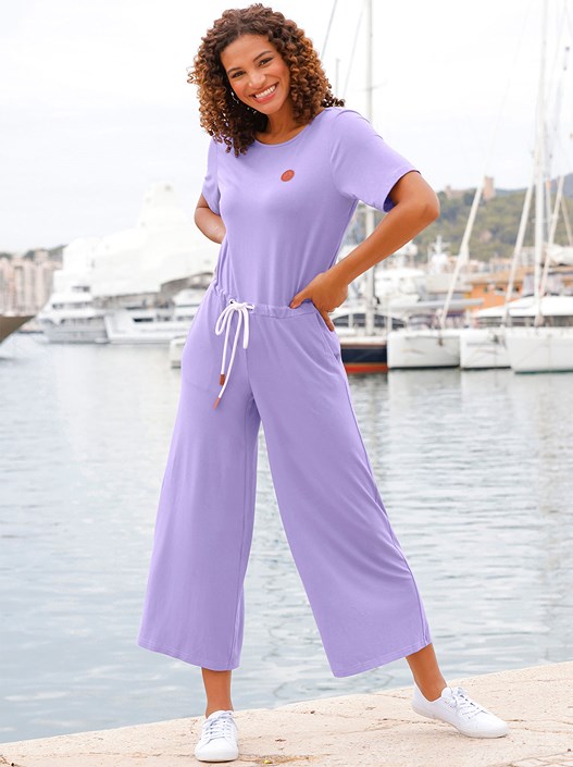 creation l Lavender Tie Waist Jersey Jumpsuit from creation L