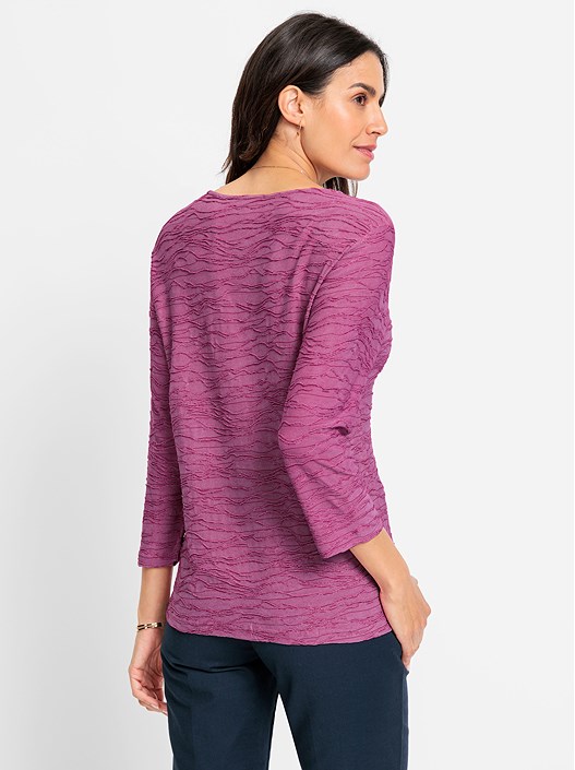 Creation L Magenta-Mottled Textured 3/4 Sleeve Shirt