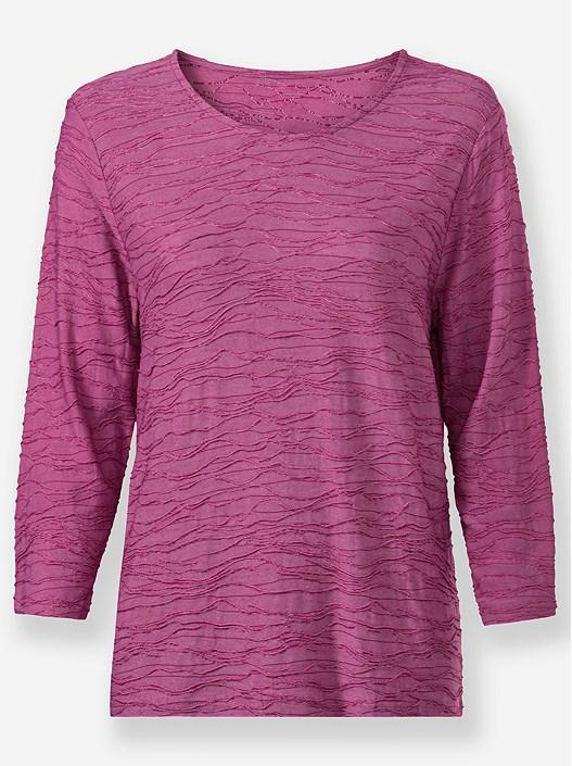 Creation L Magenta-Mottled Textured 3/4 Sleeve Shirt