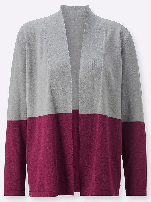 Creation L Mallow-Stone Grey-Patterned Split Color Cardigan From Creation L