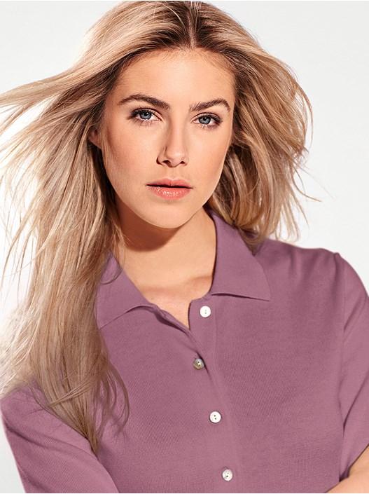 Creation L Mauve Fine Knit Polo Sweater From Creation L