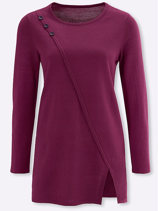 creation l Mauve Overlap Hem Sweater from creation L