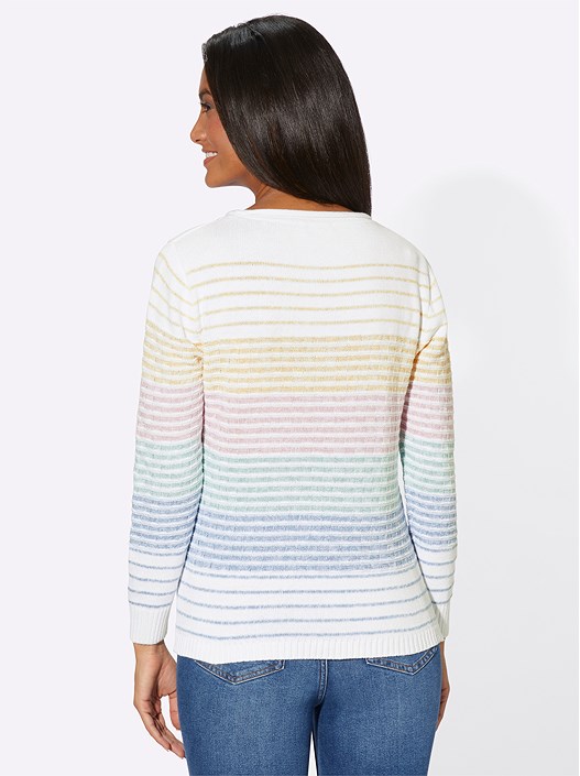 Creation L Mint-Rose-Striped Soft Striped Sweater From Creation L