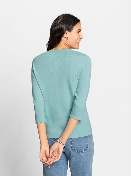 Creation L Mint Scalloped Hem Sweater From Creation L