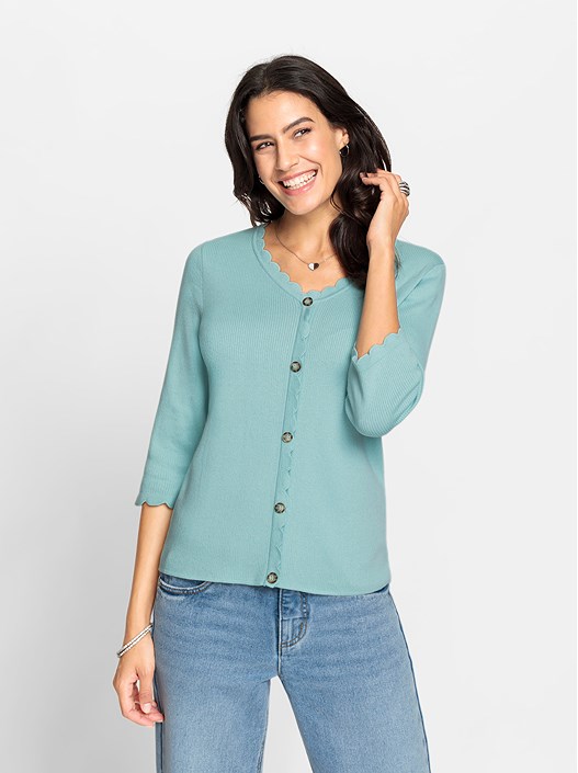 Creation L Mint Scalloped Hem Sweater From Creation L