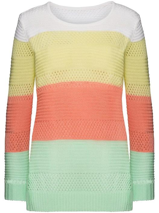 Creation L Multi-Colored Ribeed Knit Pattern Sweater From Creation L