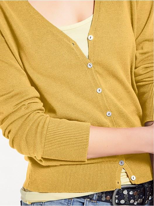 Creation L Mustard Yellow V-Neck Button Up Cardigan From Creation L