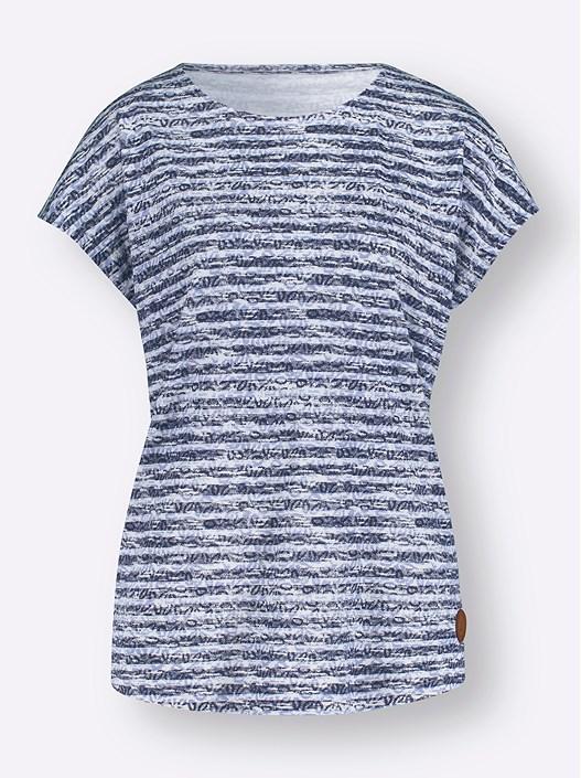 Creation L Navy/Ecru-Striped Striped Drop Shoulder Shirt