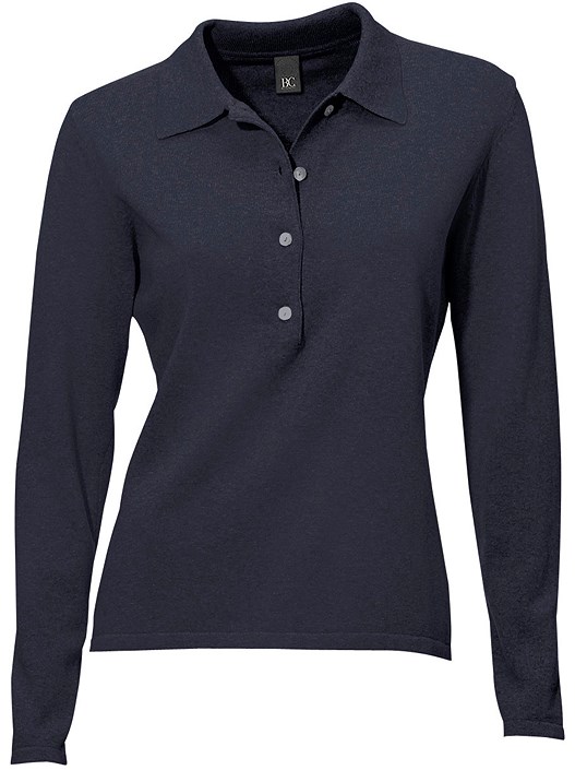 Creation L Navy Fine Knit Polo Sweater From Creation L