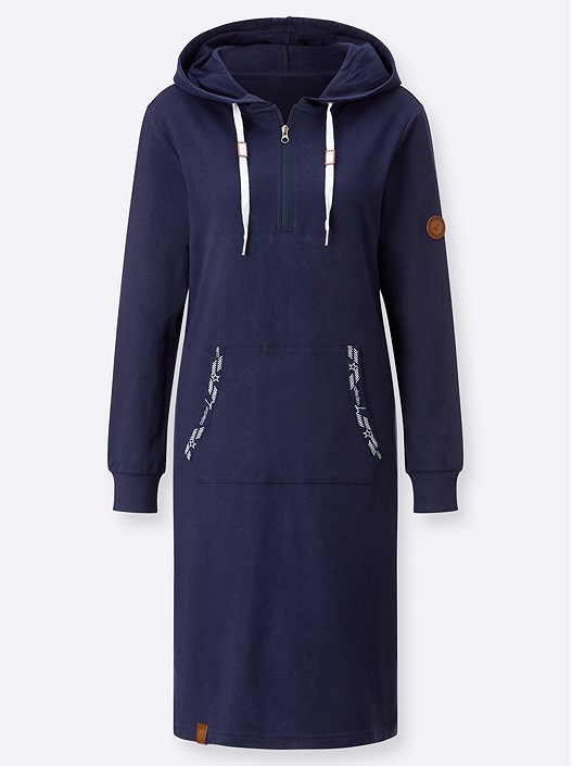 Creation L Navy Hooded Sweatshirt Dress From Creation L