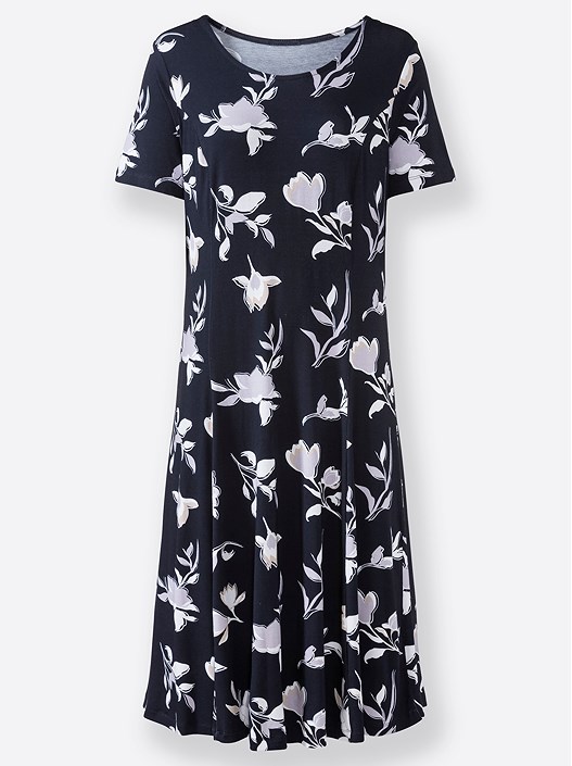 Creation L Navy-Pale Lilac-Printed Floral Midi Dress From Creation L