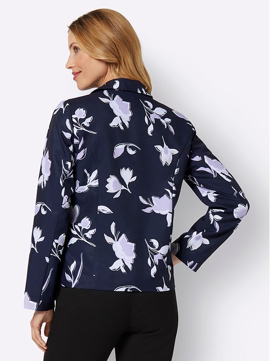Creation L Navy-Pale Lilac-Printed Floral Print Blazer