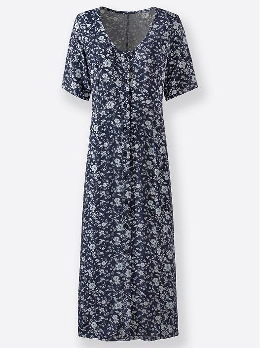 Creation L Navy-Printed V-Neck Floral Dress From Creation L