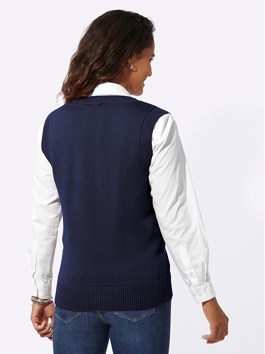 Creation L Navy Ribbed Hem Sweater Vest From Creation L