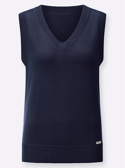 Creation L Navy Ribbed Hem Sweater Vest From Creation L