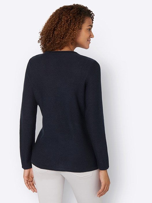 Creation L Navy Ribbed Layered Hem Sweater From Creation L