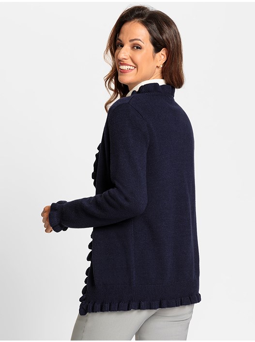 Creation L Navy Ruffle Trim Cardigan From Creation L